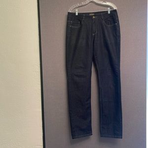 Men’s dark wash denim, size 34R, relaxed fit